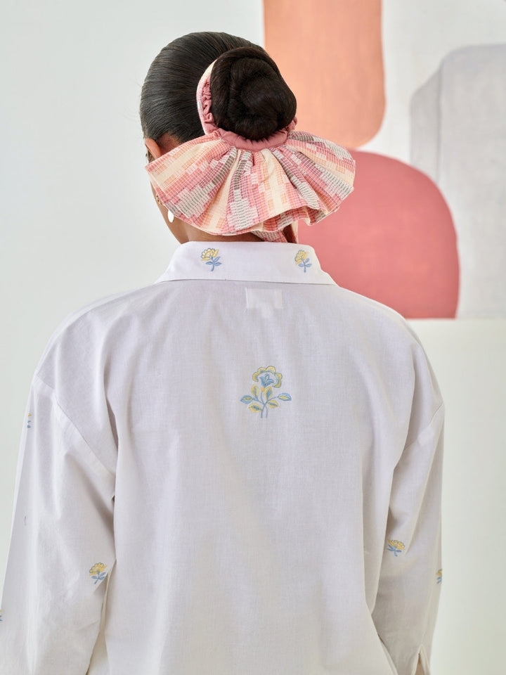 White Co-Ord Set With Floral Embroidery Detail