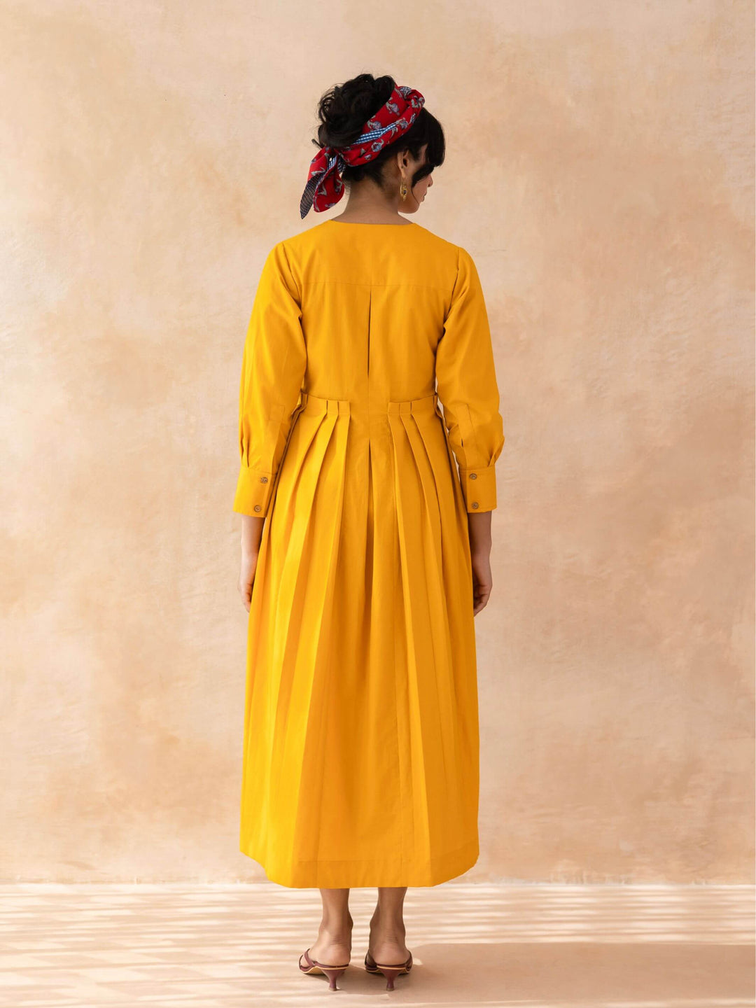 Clementia : Cotton Wrap Midi Dress fo in Orange | Casual Summer Dress