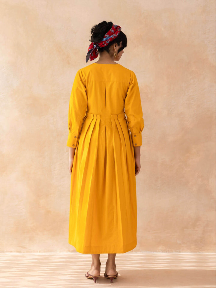 Clementia : Cotton Wrap Midi Dress fo in Orange | Casual Summer Dress