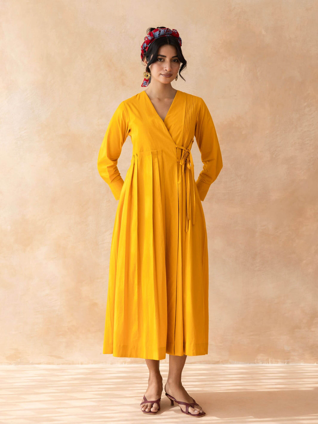 Clementia : Cotton Wrap Midi Dress fo in Orange | Casual Summer Dress MoonTara Clementia : Cotton Wrap Midi Dress fo in Orange | Casual Summer Dress MoonTara