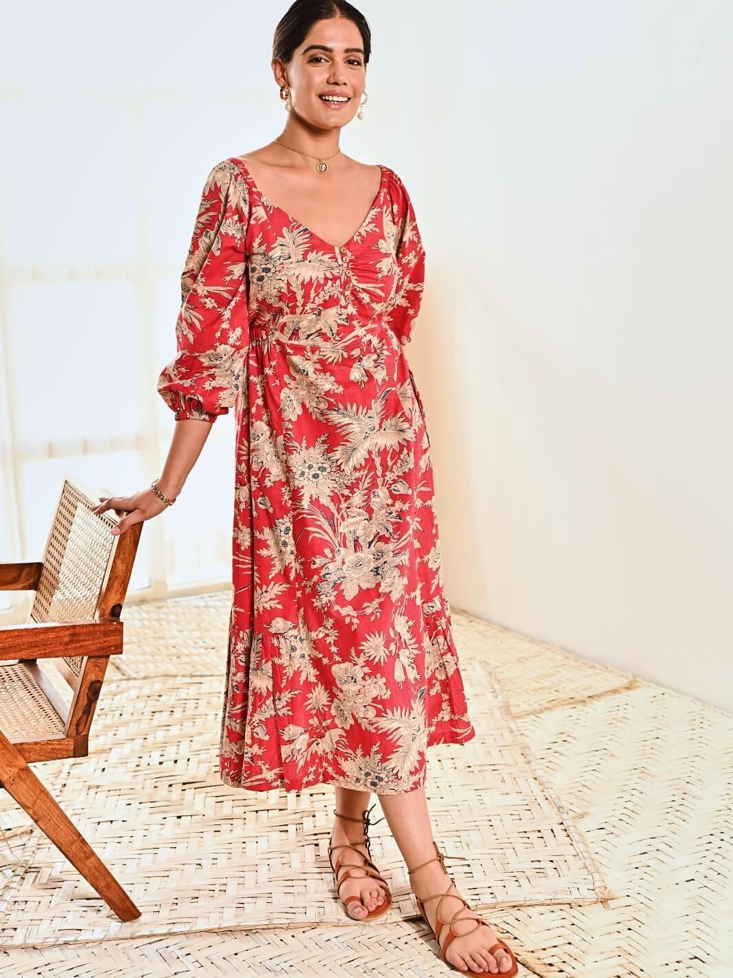 Buy Pure Cotton Red Dress For Women Online | Red Cotton Kurti | Okhai –  Okhaistore