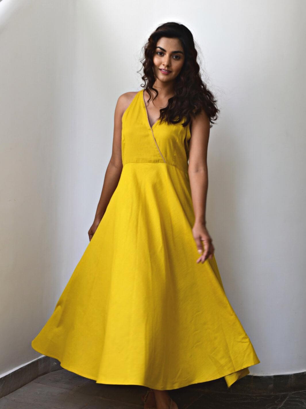 Yellow Sleeveless Cotton Maxi Dress1